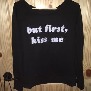 ‘But First, Kiss Me’ black long sleeve